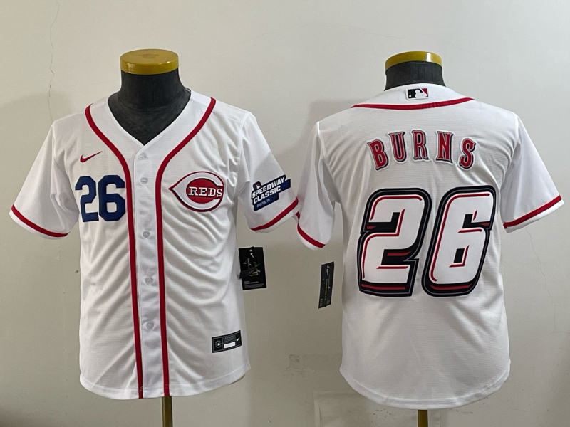 Youth Cincinnati Reds #26 Durns white Nike MLB 2025 Jersey 001